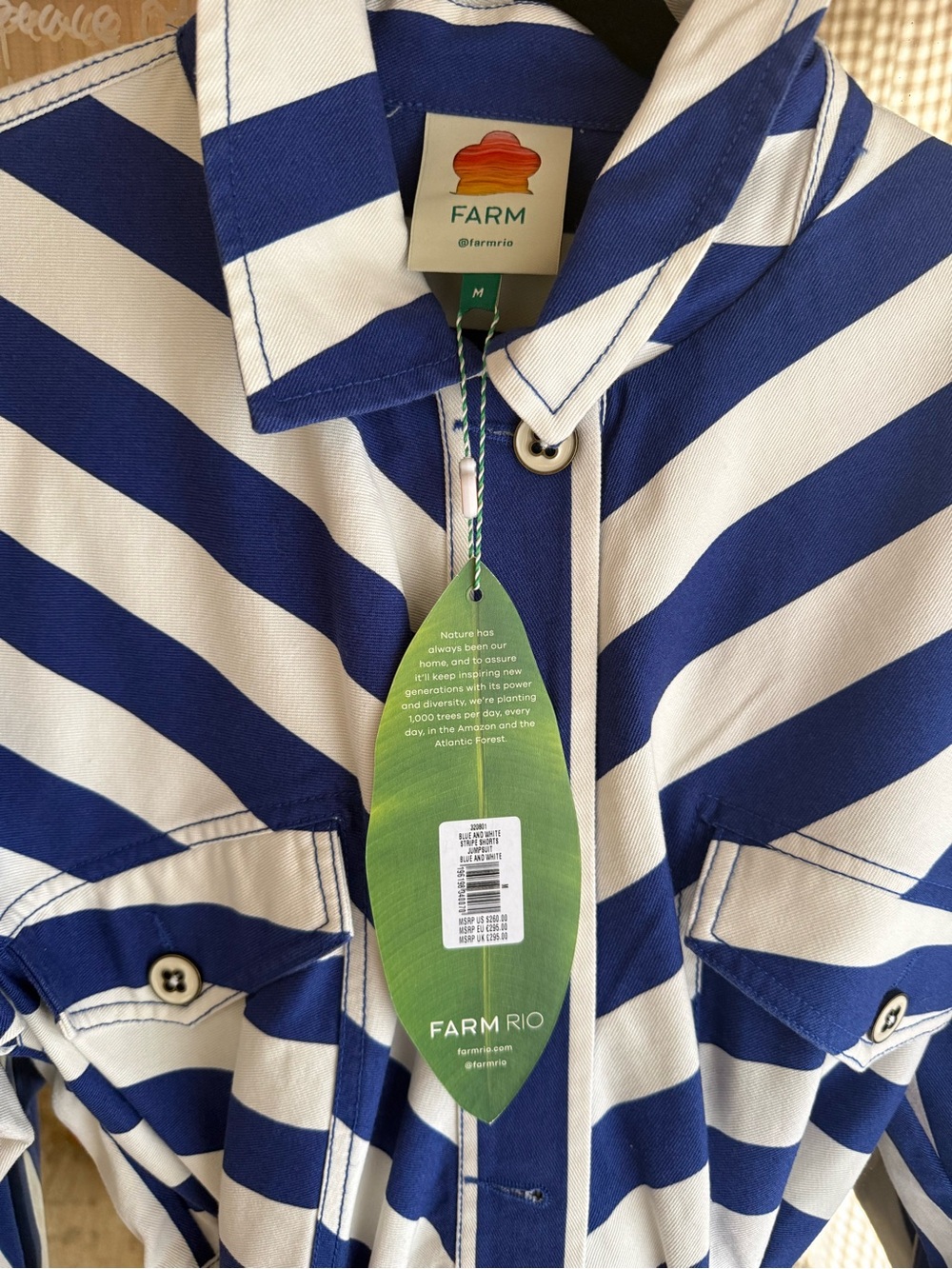 FARM Rio Blue & White Striped Belted Raincoat - Picture 3 of 3